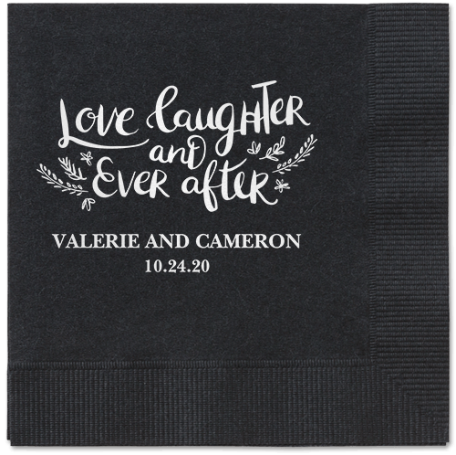 Love And Laughter Forever Napkins, White, Black, White