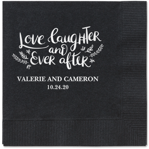 Love And Laughter Forever Napkins, White, Black