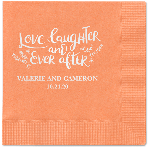 Love And Laughter Forever Napkins, White, Coral
