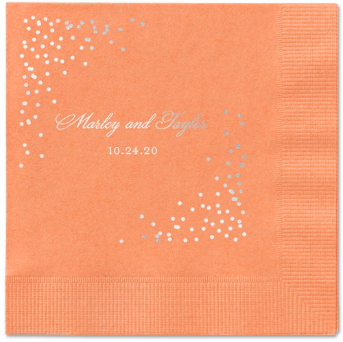 Confetti Greeting Napkins, Grey, Coral, Silver
