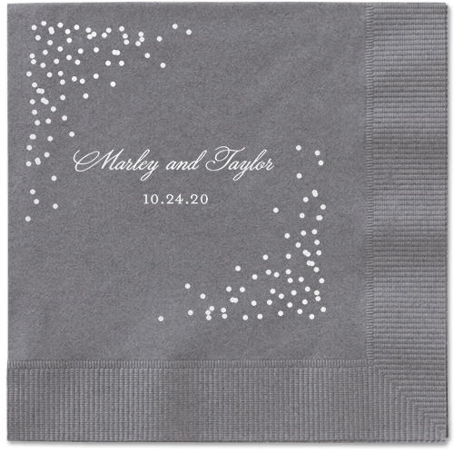 Confetti Greeting Napkins, White, Pewter