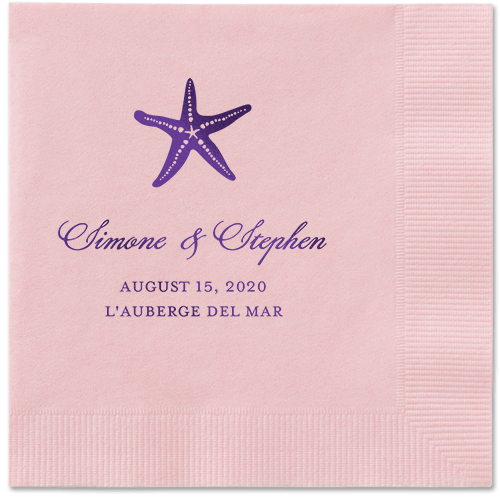 Stylish Starfish Napkins, Purple, Blush