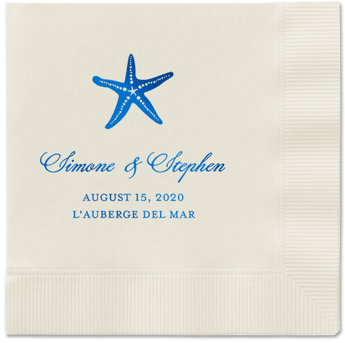 Stylish Starfish Napkins, Blue, Ecru, Royal