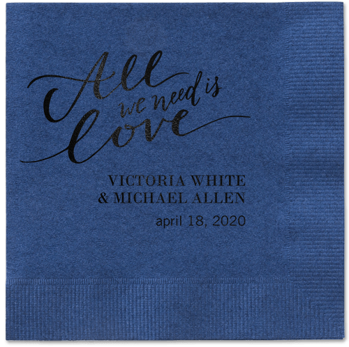 Lovely Scripted Napkins, Black, Navy, Black