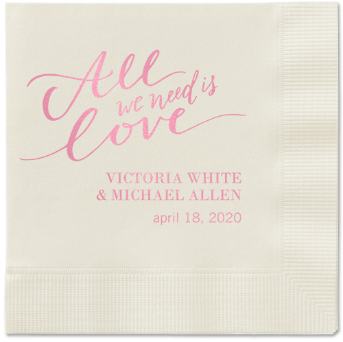 Lovely Scripted Napkins, Pink, Ecru, Blush