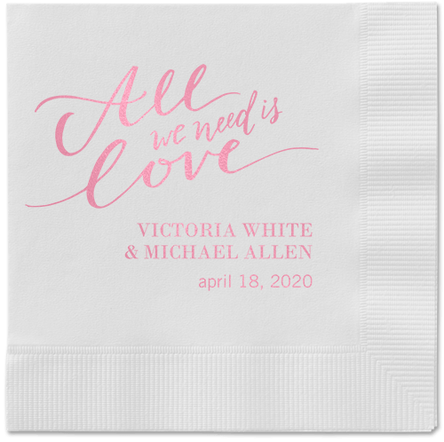 Lovely Scripted Napkins, Pink, White, Blush