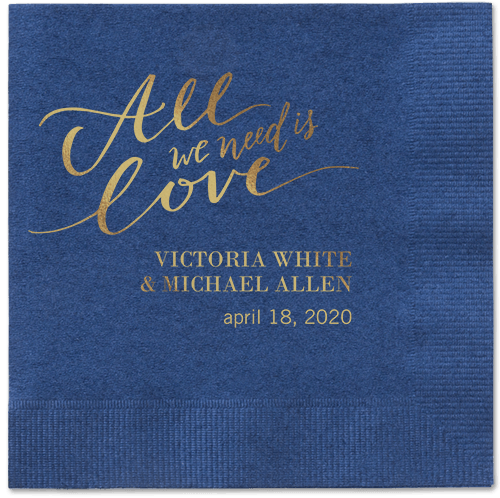 Lovely Scripted Napkins, Yellow, Navy
