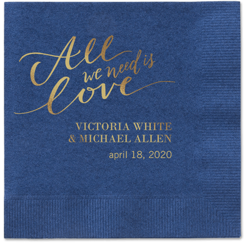 Lovely Scripted Napkins, Yellow, Navy, Gold