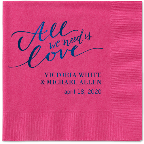 Lovely Scripted Napkins, Blue, Magenta