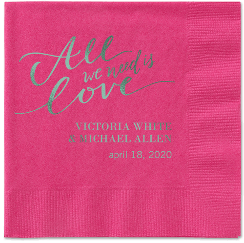 Lovely Scripted Napkins, Green, Magenta