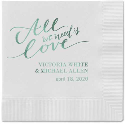 Lovely Scripted Napkins, Green, White, Sage