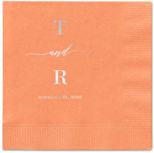Diamond Blossoms Napkin, Grey, Coral