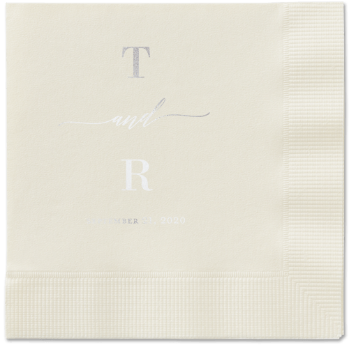 Diamond Blossoms Napkin, Grey, Ecru, Silver