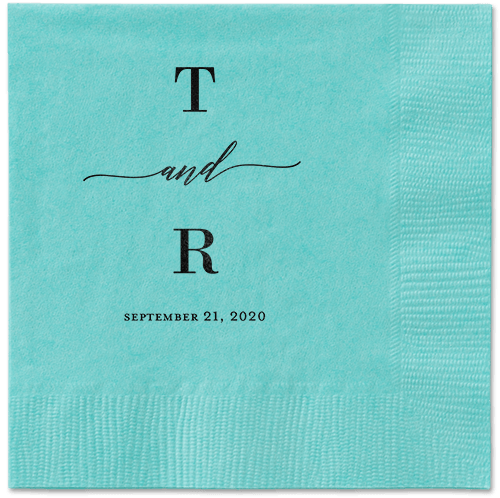 Diamond Blossoms Napkin, Black, Aqua, Black