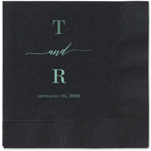 Diamond Blossoms Napkin, Green, Black