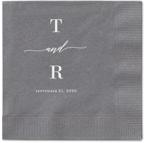 Diamond Blossoms Napkin, White, Pewter