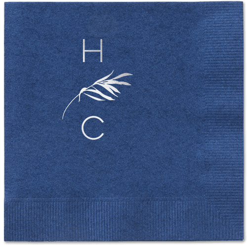 Tropical Herald Napkin, Grey, Navy, Silver