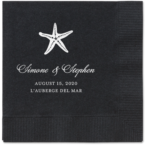 Stylish Starfish Napkins, White, Black, White