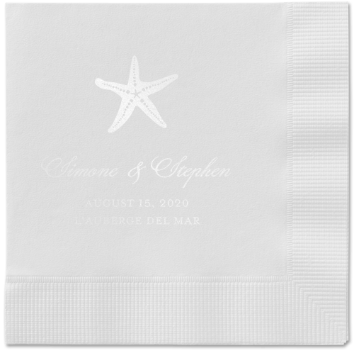Stylish Starfish Napkins, White, White, White