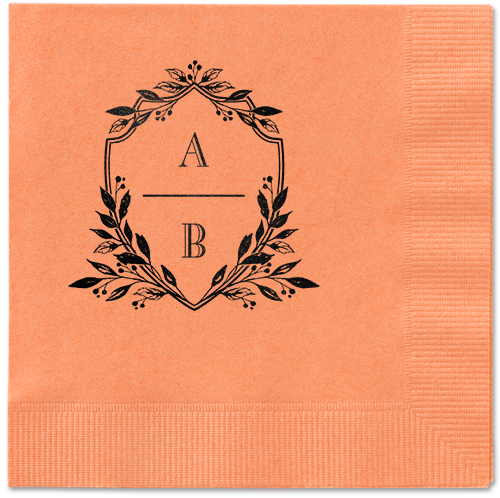 Classic Herald Napkin, Black, Coral, Black