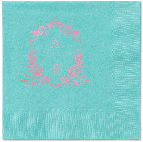 Classic Herald Napkin, Pink, Aqua
