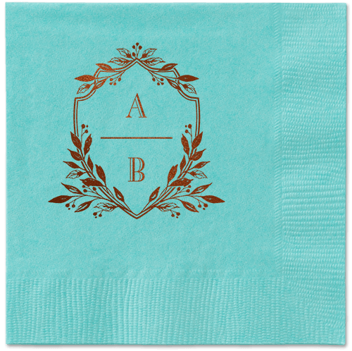 Classic Herald Napkin, Brown, Aqua, Mocha