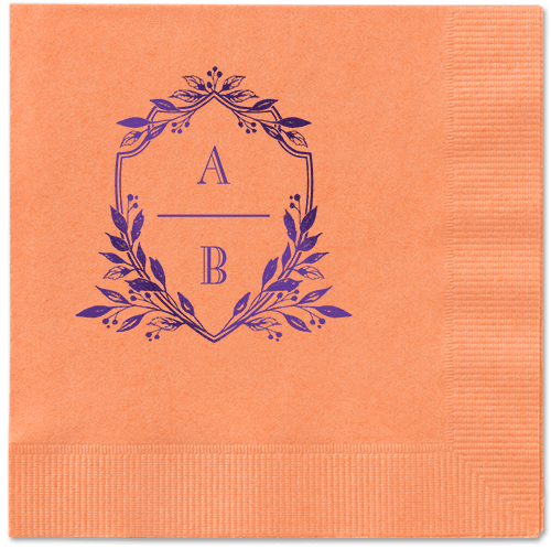 Classic Herald Napkin, Purple, Coral, Purple