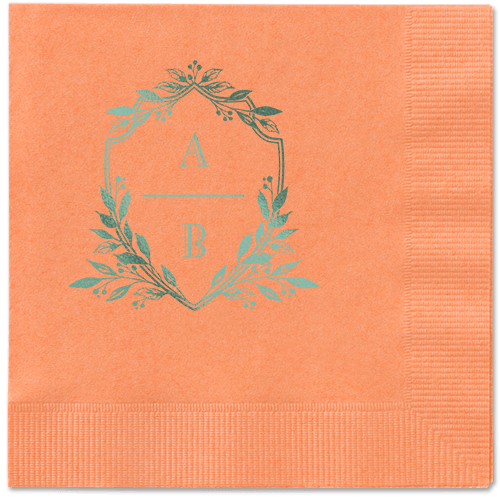 Classic Herald Napkin, Green, Coral