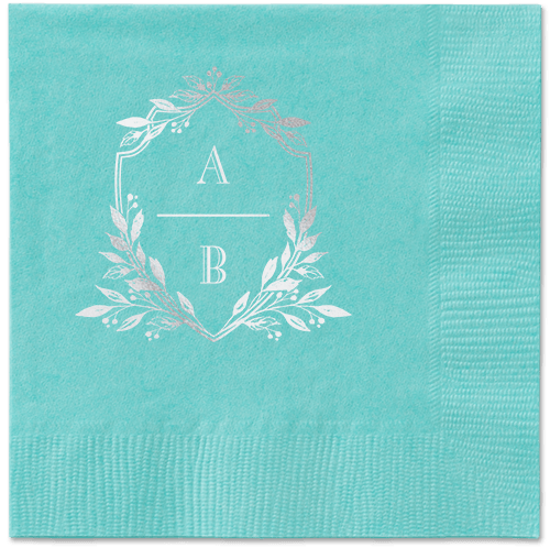 Classic Herald Napkin, Grey, Aqua, Silver