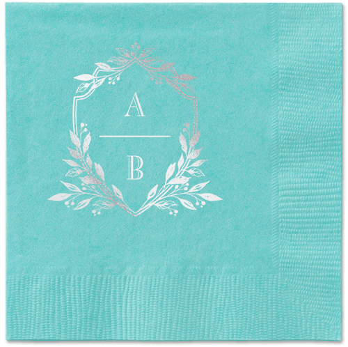 Classic Herald Napkin, Grey, Aqua