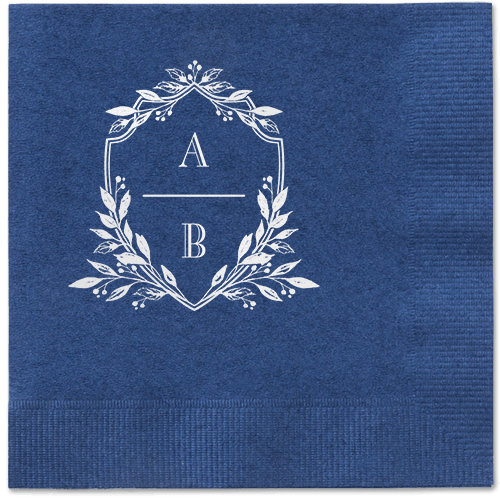 Classic Herald Napkin, White, Navy