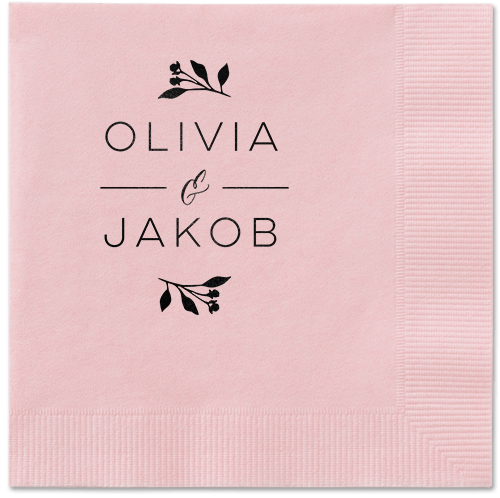 Delicate Blooms Napkin, Black, Blush, Black