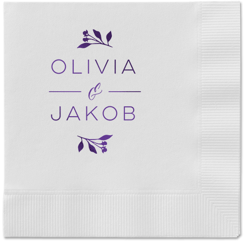 Delicate Blooms Napkin, Purple, White, Purple