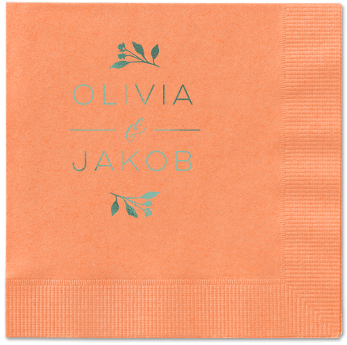 Delicate Blooms Napkin, Green, Coral, Sage