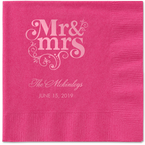 Flourish Title Napkins, Pink, Magenta