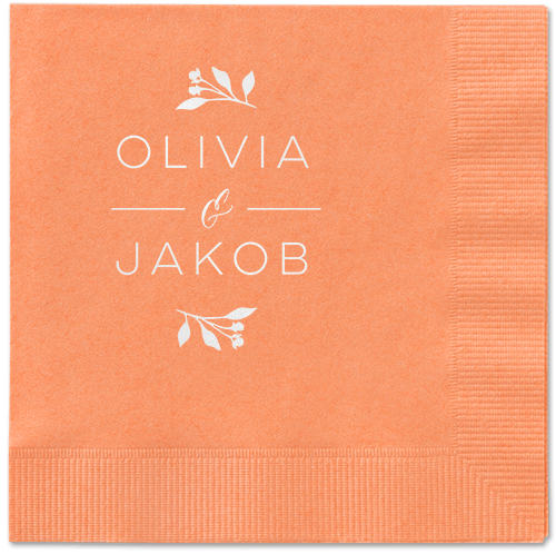 Delicate Blooms Napkin, White, Coral, White