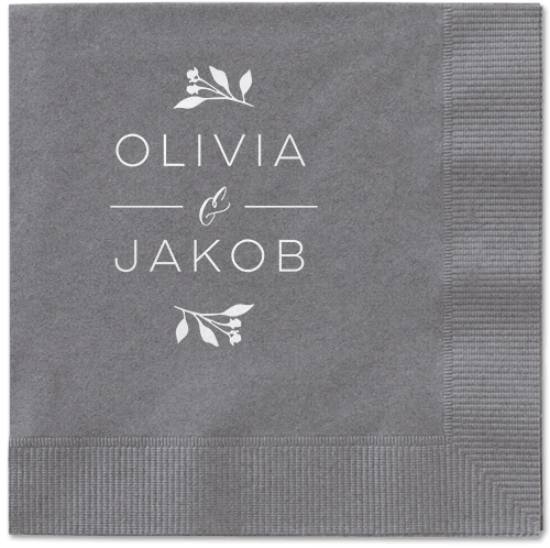 Delicate Blooms Napkin, White, Pewter, White