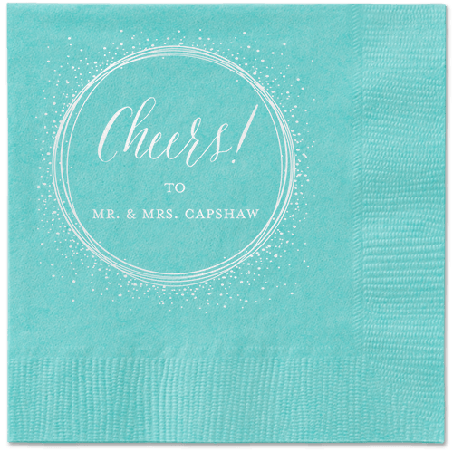 Resplendent Night Napkin, White, Aqua, White