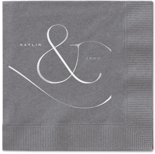 Elegant Embellishment Napkin, Grey, Pewter