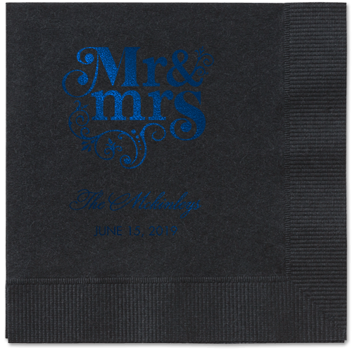 Flourish Title Napkins, Blue, Black