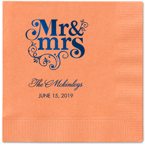 Flourish Title Napkins, Blue, Coral, Midnight