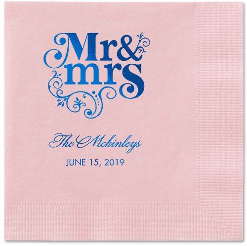 Flourish Title Napkins, Blue, Blush, Royal