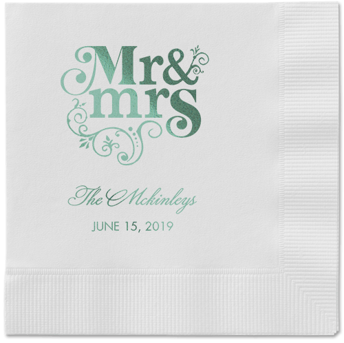 Flourish Title Napkins, Green, White, Sage