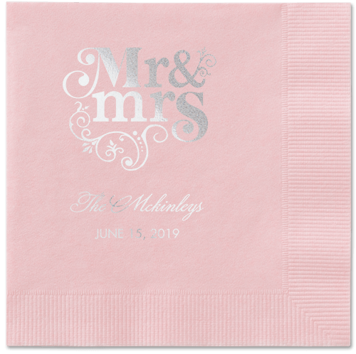 Flourish Title Napkins, Grey, Blush, Silver