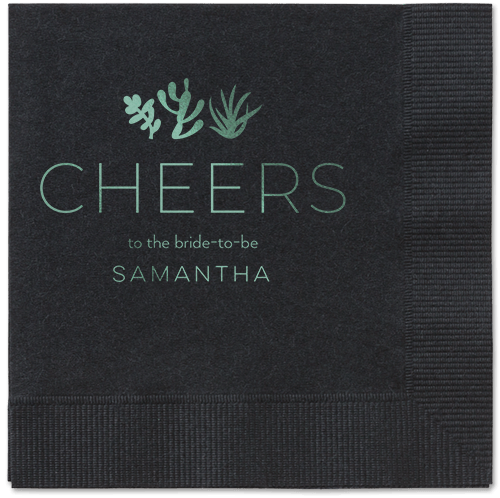 Desert Greenery Napkin, Green, Black, sage