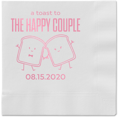 Toast the Couple Napkin, Pink, White