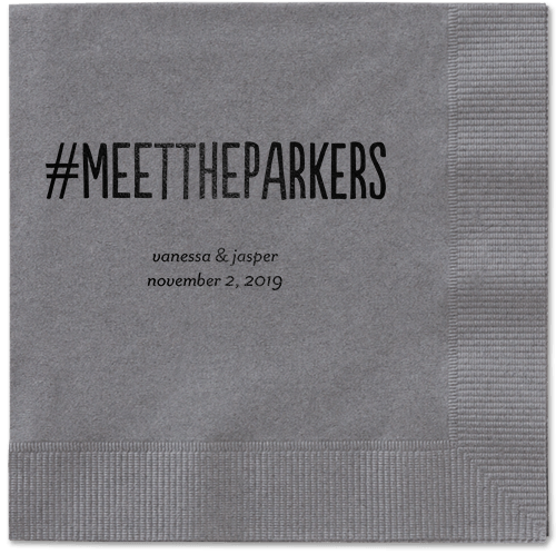 Adorable Couple Napkins, Black, Pewter, Black