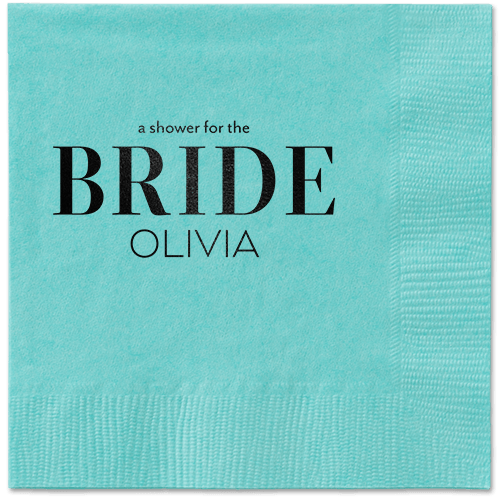 Watercolor Flowers Napkin, Black, Aqua, black