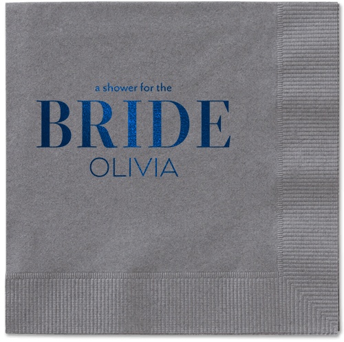 Watercolor Flowers Napkin, Blue, Pewter