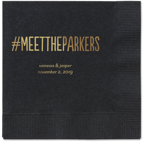 Adorable Couple Napkins, Yellow, Black, Gold